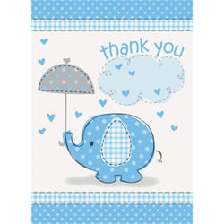 Unique Baby Elephant Thank You Cards  5.5"""" x 4""""  Blue