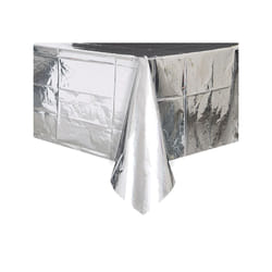 Unique Party 50410 disposable tablecloth Rectangular Plastic Silver