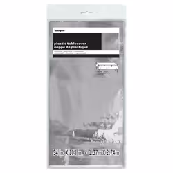 Unique Party 50410 disposable tablecloth Rectangular Plastic Silver