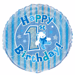 Unique Party 55481, Toy balloon, Foil, Blue, Round, 1 yr(s), English