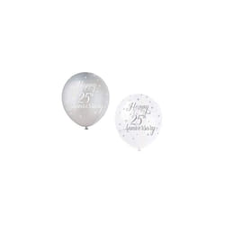 Unique Party 56123 - 12" Pearlised Latex Assorted Happy 25th Anniversary Balloons, Pack of 5