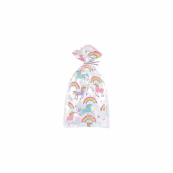 Unique 63394 - Cellophane Party Bags - Rainbow & Unicorn Design - Pack of 20