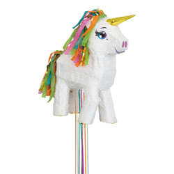 Pull Pinata -White Unicorn 13"X18"