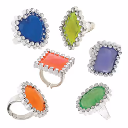 Gem Plastic Rings Party Bag Fillers, Pack of 12