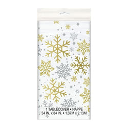 Unique Party 77123 disposable tablecloth Rectangular Plastic Gold, Silver, White