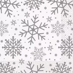 Unique Party 77232, Silver, White, Paper, Pattern, 330 mm, 330 mm, 16 pc(s)