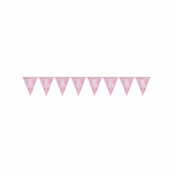 Pink Glitz Age 16 Holographic Foil Pennant Bunting 274cm