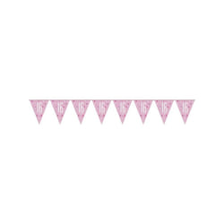 Pink Glitz Age 16 Holographic Foil Pennant Bunting 274cm