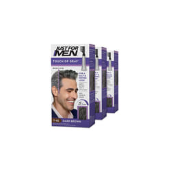 Just For Men Touch of Gray  Mens Hair Color Kit with Comb Applicator for Easy Application  Great for a Salt and Pepper Look - Dark Brown  T-45  Pack o