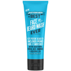 Just For Men The Best Face & Beard Wash Ever  Mosturizes to help prevent beard itching  Acts like Shampoo for the beard  Made with Oatmeal  Aloe  Cham