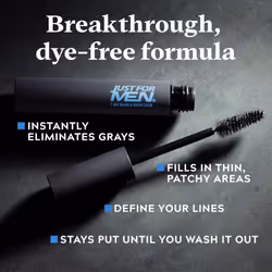 1-Day Beard and Brow Colour Brush, For Instant 1-Step Grey Coverage, Brush-In, Wash-Out, For A Thicker Well-Defined Look, Real Black
