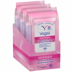 Vagisil Odor Block Daily Freshening Wipes for Feminine Hygiene in Resealable Pouch, Gynecologist Tested & Hypoallergenic, 20  ...