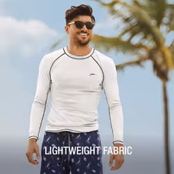 Speedo Men's Uv Swim Shirt Long Sleeve Loose Fit Easy Tee Speedo Black Medium
