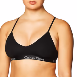 Calvin Klein Women's Motive Cotton Lightly Lined Bralette  Black  X-Sm