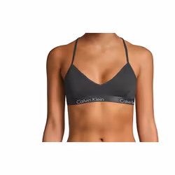 Calvin Klein Women's Motive Cotton Lightly Lined Bralette Charcoal He