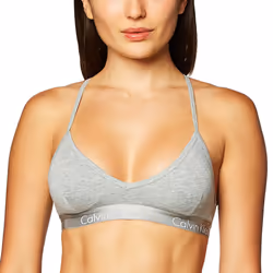 Calvin Klein Women's Motive Cotton Lightly Lined Bralette  Grey Heathe