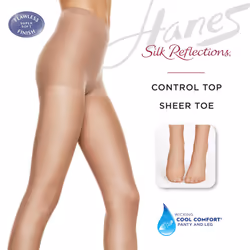 Hanes womens Control Top Sheer Toe Silk Reflections pantyhose  Barely There  E-F US