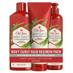 Old Spice Shampoo Conditioner and Leave-in Conditioner Set for Men Wavy Curly Hair Regimen Bundle