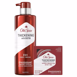 Old Spice Men's Thickening 2-in-1 Shampoo and Conditioner with Biotin and Menthol (17.9 Fl Oz) & Thickening Styling Pomade In ...