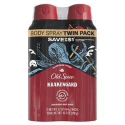 Old Spice Aluminum Free Body Spray for Men  Krakengard  5.1 Oz (Pack of 2)