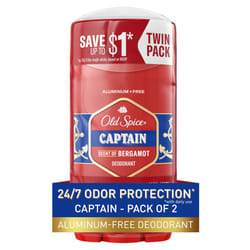 Old Spice Deodorant for Men  Aluminum Free  24/7 Odor Protection  Captain with Bergamot Scent  3 oz (Pack of 2)