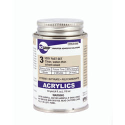 SCIGRIP 10799 3 Acrylic Solvent Cement  Low-VOC  Water-Thin and Very Fast Setting  Clear  1/4 Pint (4 fl oz)