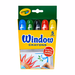 Crayola Washable Window Crayons Glass and Window Art Supplies Assorted Colors 5 Count Gift for Boys & Girls