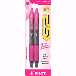 Pilot G2 Pink Ribbon Premium Gel Roller Pens Fine Point 0.7 mm Pink Pack of 2