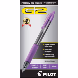 Pilot G2 Premium Gel Roller Pens Fine Point 0.7 mm Purple Pack of 12