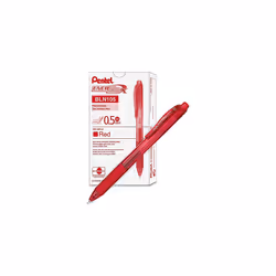 Pentel EnerGelX Retractable Liquid Gel Pen 0.5mm Needle Tip Red Ink  Box of 12 (BLN105B)