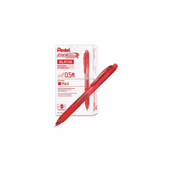 Pentel EnerGelX Retractable Liquid Gel Pen 0.5mm Needle Tip Red Ink  Box of 12 (BLN105B)