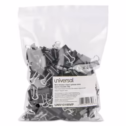 Universal UNV10199VP Binder Clips in Zip-Seal Bag - Mini  Black/Silver (144/Pack)