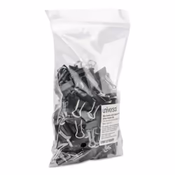 Universal UNV10199VP Binder Clips in Zip-Seal Bag - Mini  Black/Silver (144/Pack)