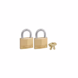Master Lock 140T Solid Brass Padlock with Key 2 Pack 2 Count
