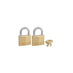 Master Lock 140T Solid Brass Padlock with Key  2 Pack  2 Count