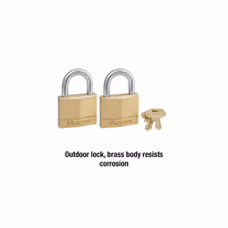 Master Lock 140T Solid Brass Padlock with Key  2 Pack  2 Count