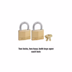 Master Lock 140T Solid Brass Padlock with Key  2 Pack  2 Count