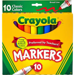 Crayola 587722 Non-Washable Markers  Broad Point  Classic Colors  10/Set
