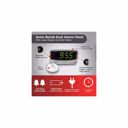 Sonic Alert 0 Sonic Bomb Extra Dual Alarm clock with Large Display-SBD375SS  Silver