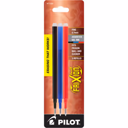 Pilot FriXion Ball Gel Ink Refills for Erasable Pens Fine Point 0.7 mm Pack of 3 Black Blue & Red