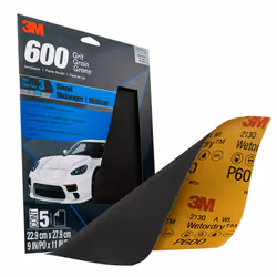 3M Wetordry Sandpaper  32036  600 Grit  9 in x 11 in  5 Sheets Per Pack