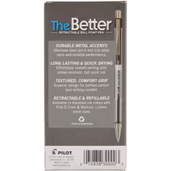 PILOT Pen 30000 The Better Ball Point Pen Refillable & Retractable Ballpoint Pens  Fine Point  Black Ink  12-Pack