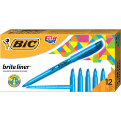 BIC Brite Liner Highlighters  Chisel Tip  12-Count Pack of Blue Highlighters  Ideal Highlighter Set for Organizing and Coloring