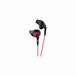 JVC Black and Red Nozzel Secure Comfort Fit Sweat Proof Gumy Sport Earbuds with long colored cord HA-EN10B