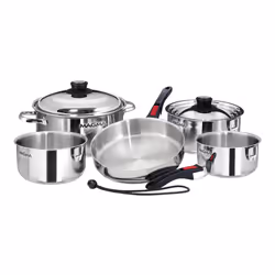 Magma Products A10360LIND 10 Piece Gourmet Nesting Stainless Steel Cookware Set Induction Cooktops Silver