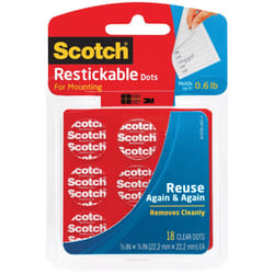 Scotch Restickable Dots  7/8-in  18 Count  Clear Double-Sided Mounting Pre-Cut Dots  Remove Cleanly  Mount Objects on Stainless Steel  Plastic & More