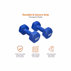 Amazon Basics Neoprene Dumbbell Pair, 10kgs 2 x 5 kg, Blue