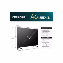 Hisense 43 Inch 4K Smart TV 43A6NTUK - Dolby Vision, Game Mode PLUS