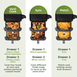 Salter VertiCook View Air Fryer Vertical Dual Drawer Space Saving 12 Functions