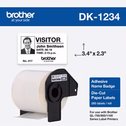 Brother DK-1234, White, Self-adhesive printer label, Die-cut label, Roll, Direct thermal, Permanent